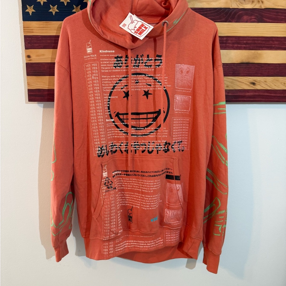 Snow Milk Men's Graphic Hoodie One of One, No More Like This 1 - Orange Size L